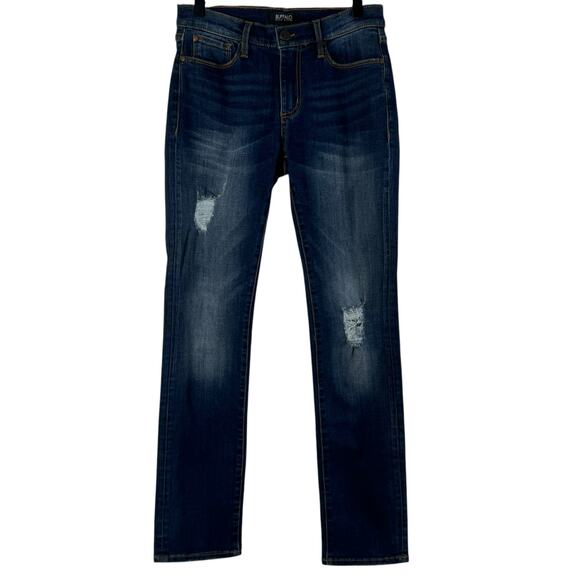 Buffalo David Bitton Faith Mid Rise Straight Jean Med Wash Stretch Distressed 27 - Picture 1 of 10